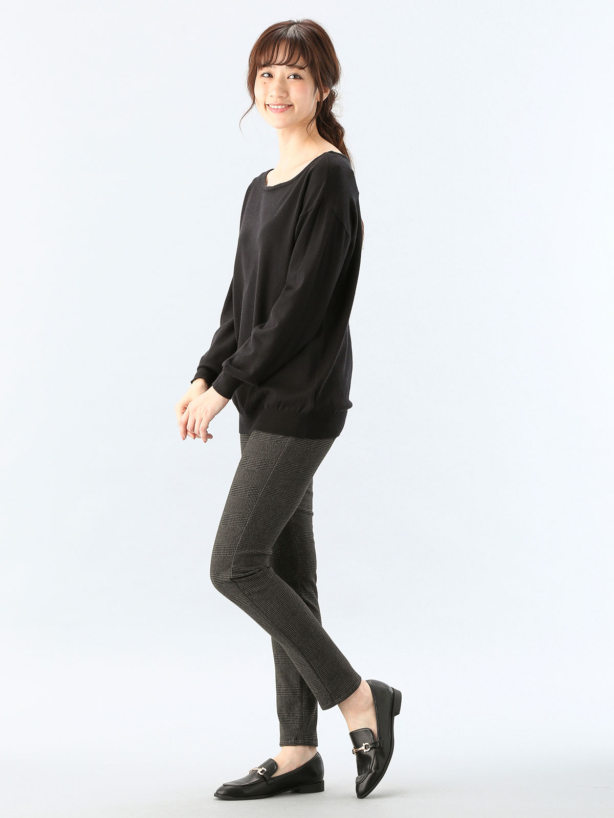 マタニティ パンツ|【産後用】【あったか】ママと開発した産後サポートV裏フェルトタッチ起毛スキニーパンツ|グレンチェック