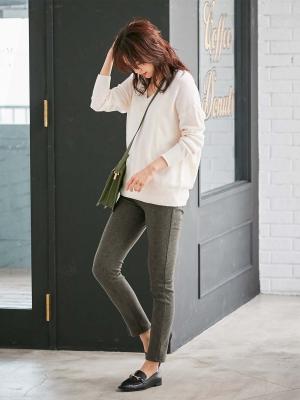 マタニティ パンツ|【産後用】【あったか】ママと開発した産後サポートV裏フェルトタッチ起毛スキニーパンツ|グレンチェック