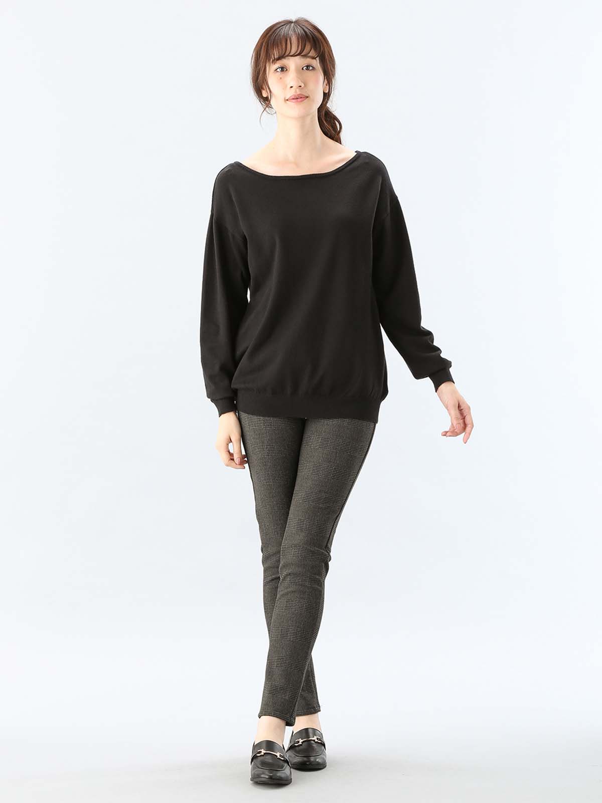 マタニティ パンツ|【産後用】【あったか】ママと開発した産後サポートV裏フェルトタッチ起毛スキニーパンツ|グレンチェック