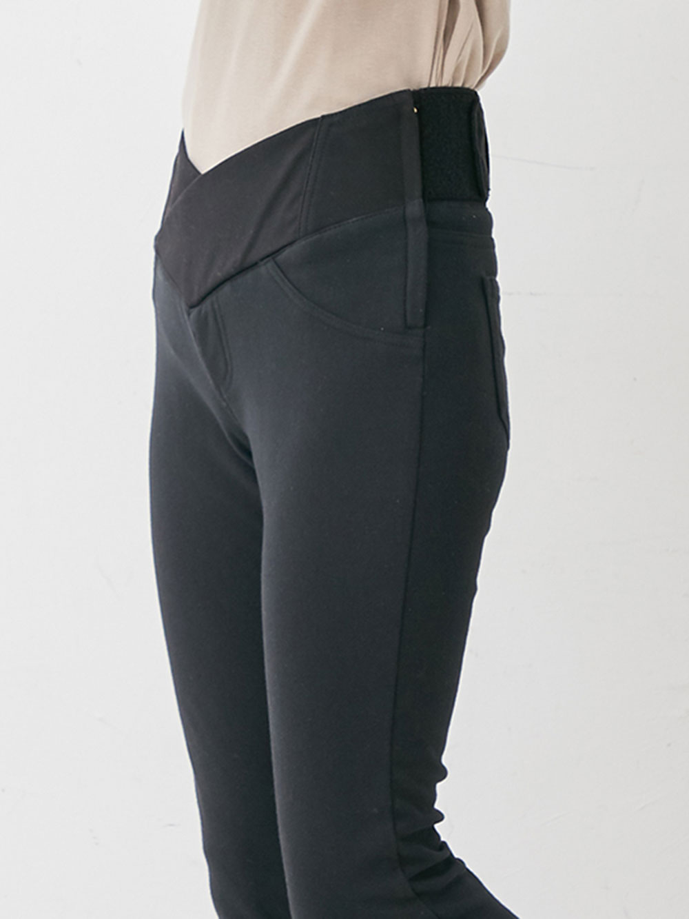 マタニティ パンツ|【産後用】【あったか】ママと開発した産後サポートV裏フェルトタッチ起毛スキニーパンツ