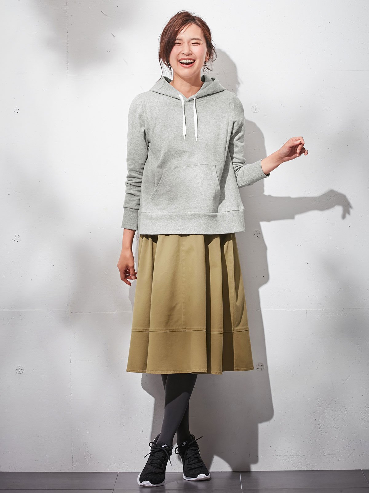 マタニティ スカート|【産後用】ママと開発した骨盤サポートツイルストレッチスカート|ベージュ