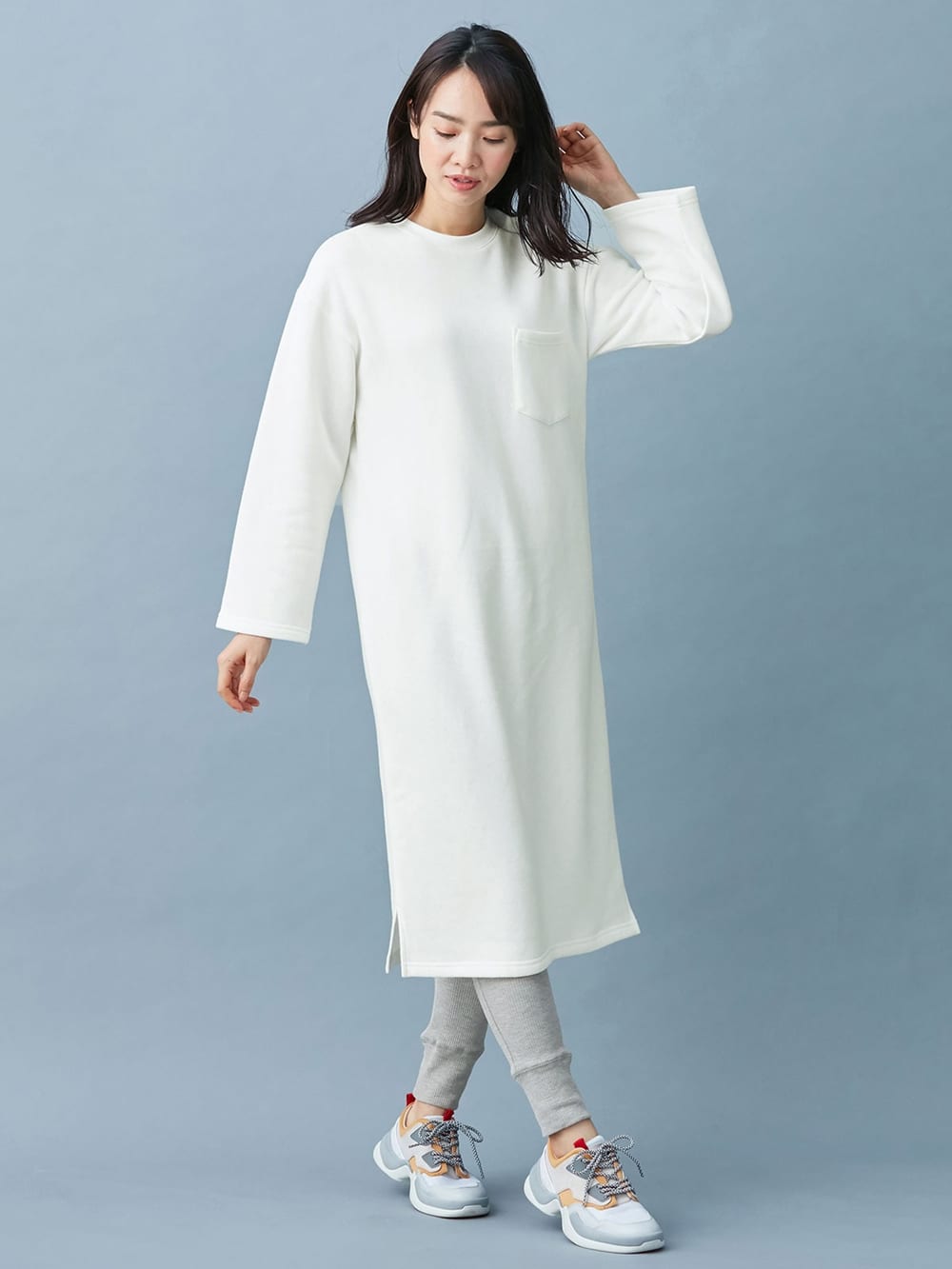 あったか】裏起毛シンプルワンピース 産後・授乳服 | マタニティ