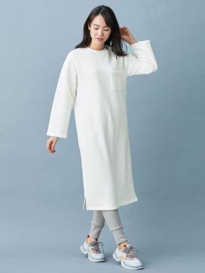 マタニティ ワンピース|【あったか】裏起毛シンプルワンピース　産後・授乳服|オフ