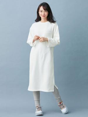 マタニティ ワンピース|【あったか】裏起毛シンプルワンピース　産後・授乳服|オフ