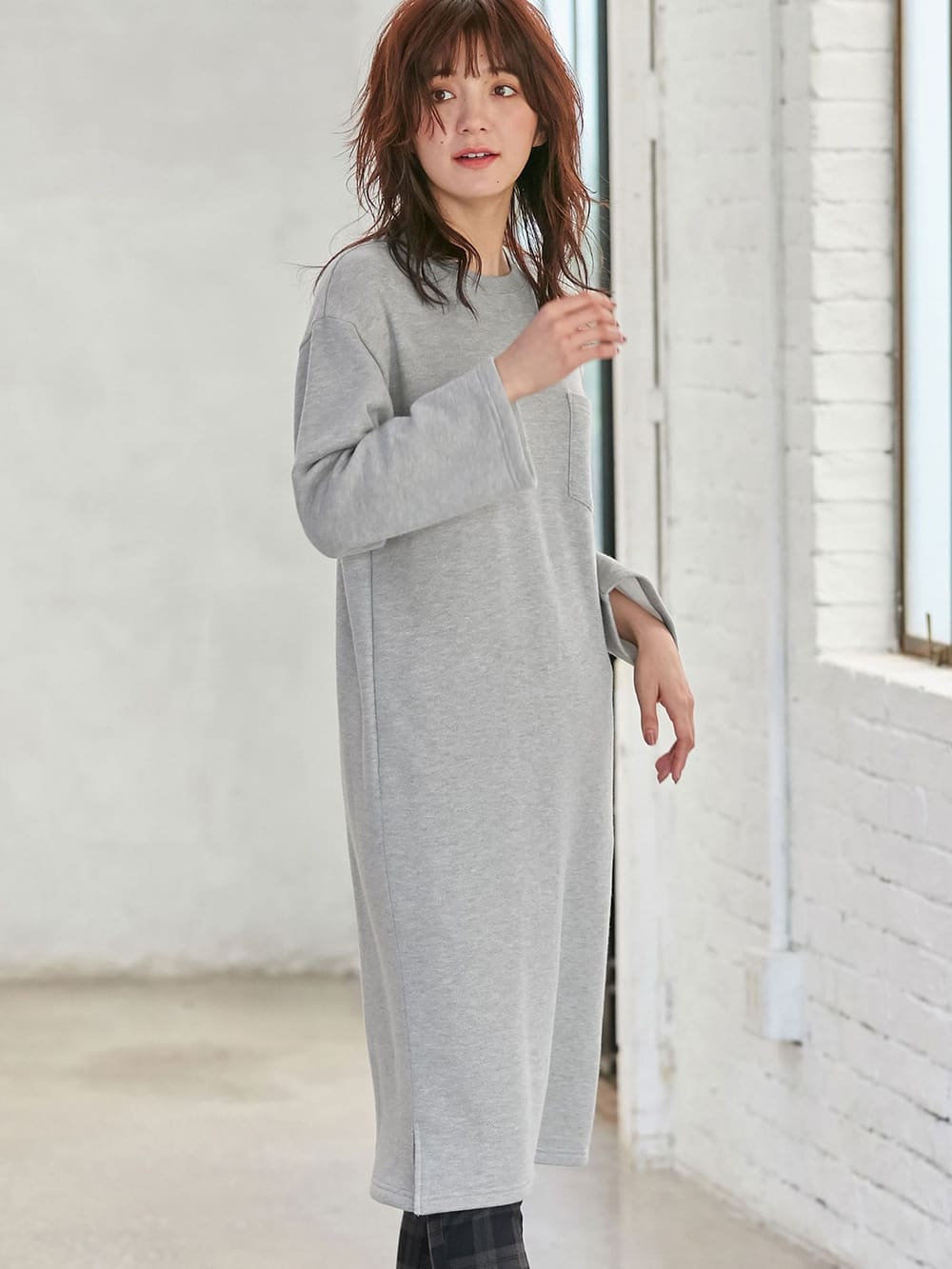 マタニティ ワンピース 産後授乳服 あったか 裏起毛シンプルワンピース マタニティウェア 授乳服通販 エンジェリーベ 公式