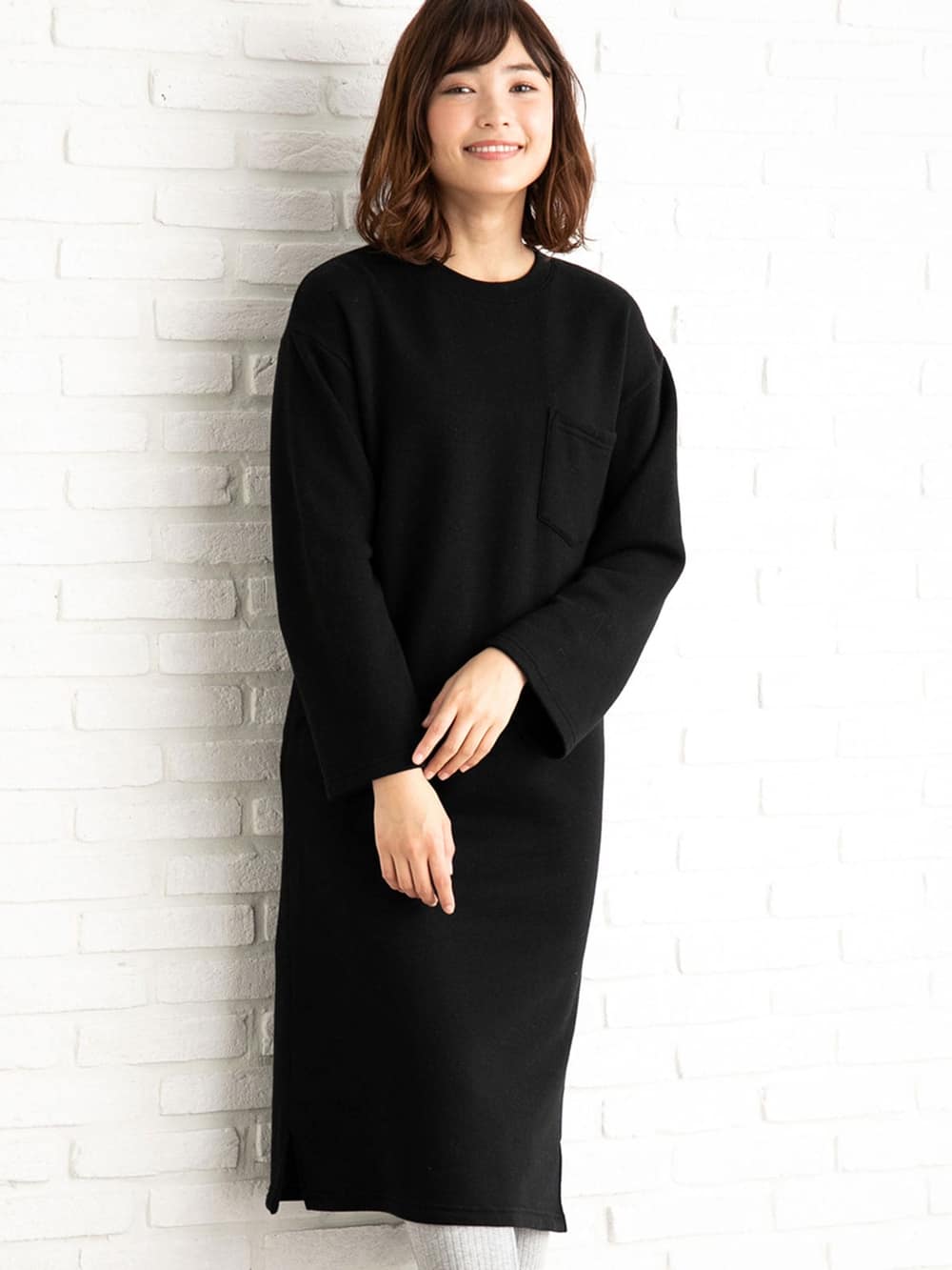 マタニティ ワンピース 産後授乳服 あったか 裏起毛シンプルワンピース マタニティウェア 授乳服通販 エンジェリーベ 公式