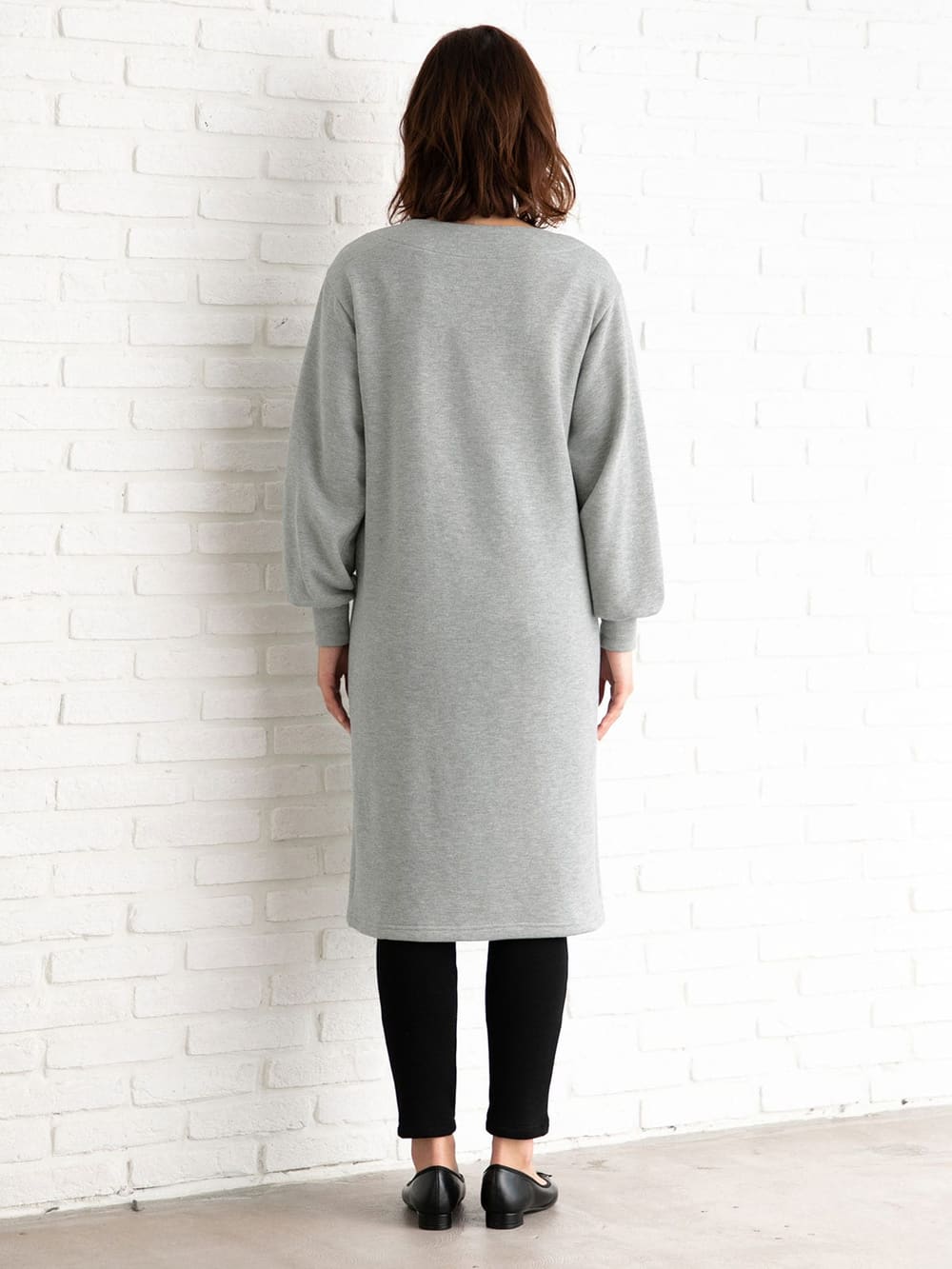 授乳ワンピース|【あったか】裏起毛ボリューム袖ワンピース　産後・授乳服