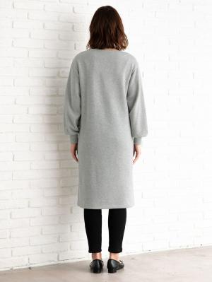 授乳ワンピース|【あったか】裏起毛ボリューム袖ワンピース　産後・授乳服