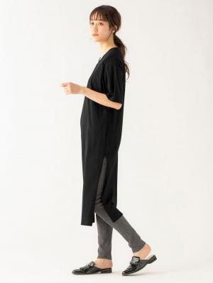 授乳トップス|サイドスリットチュニック　産後・授乳服【出産後も長く使える】|ブラック