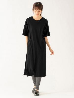 授乳トップス|サイドスリットチュニック　産後・授乳服【出産後も長く使える】|ブラック