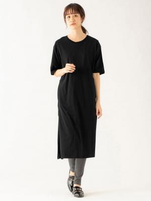 授乳トップス|サイドスリットチュニック　産後・授乳服【出産後も長く使える】|ブラック