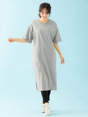 授乳トップス|サイドスリットチュニック　産後・授乳服【出産後も長く使える】|杢グレー