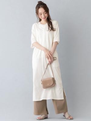 授乳トップス|サイドスリットチュニック　産後・授乳服【出産後も長く使える】|ホワイトショートスリット