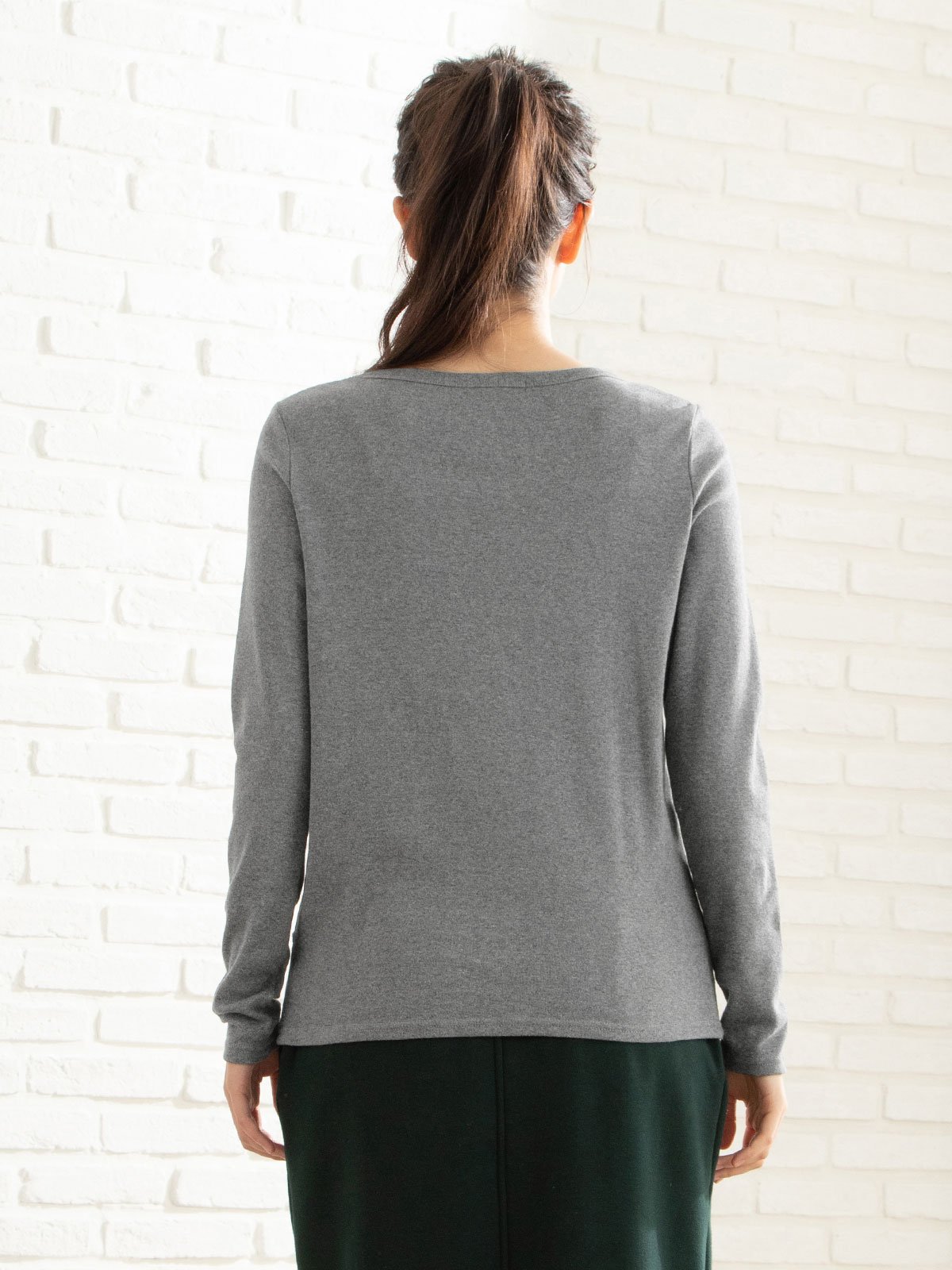 トップス・授乳トップス|綿混やわらかフライスラウンドネックTシャツ 産後・授乳服