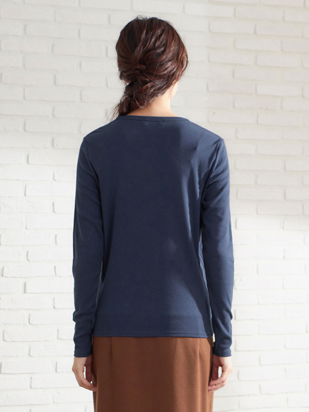 アウトレット|綿混やわらかフライスVネックTシャツ　産後・授乳服