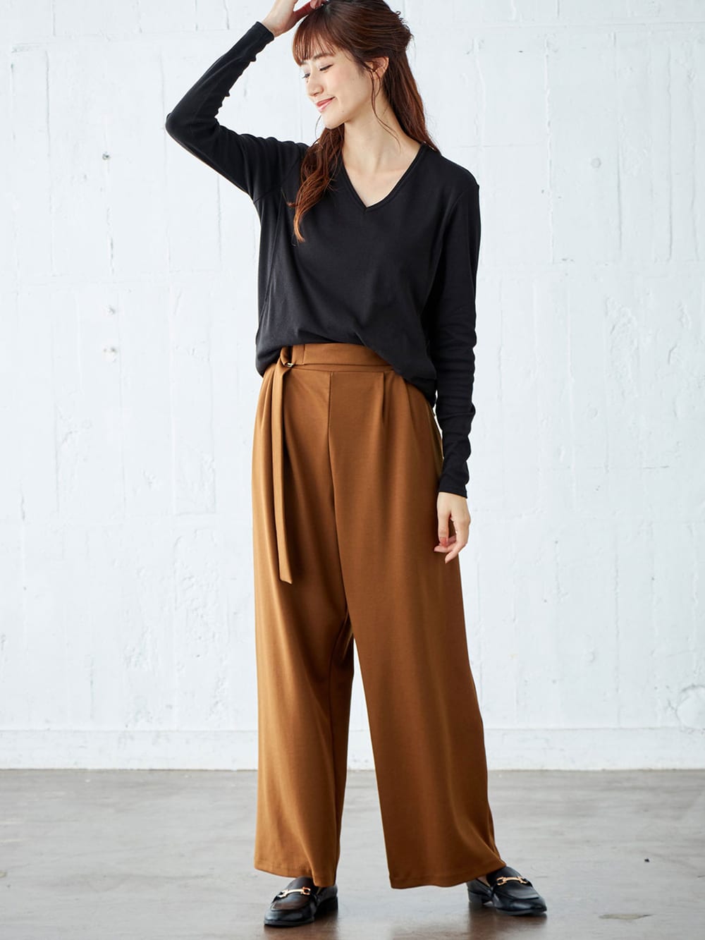 アウトレット|綿混やわらかフライスVネックTシャツ　産後・授乳服