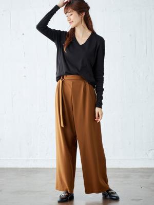 アウトレット|綿混やわらかフライスVネックTシャツ　産後・授乳服