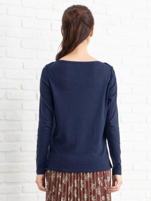 授乳トップス|綿混やわらかフライスボートネックTシャツ　産後・授乳服