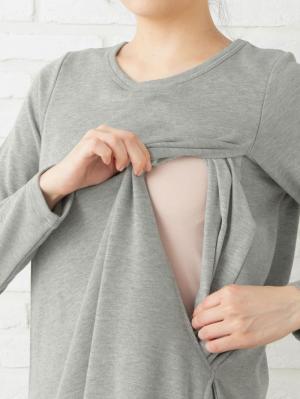 アウトレット|ラウンドネックAラインワンピース　産後・授乳服