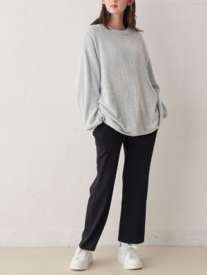 マタニティ パンツ|産後用 骨盤ベルト内蔵ストレートパンツ【出産後も長く使える】|ブラック