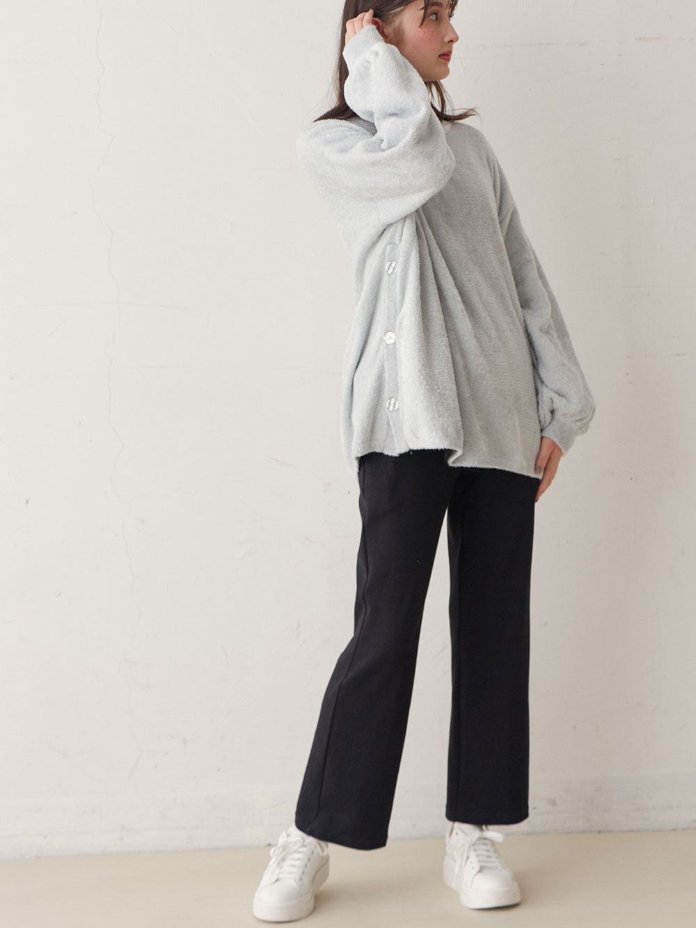 マタニティ パンツ|産後用 骨盤ベルト内蔵ストレートパンツ【出産後も長く使える】|ブラック