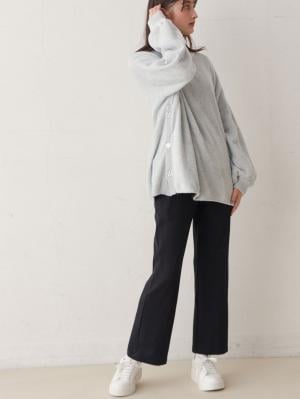 マタニティ パンツ|産後用 骨盤ベルト内蔵ストレートパンツ【出産後も長く使える】|ブラック