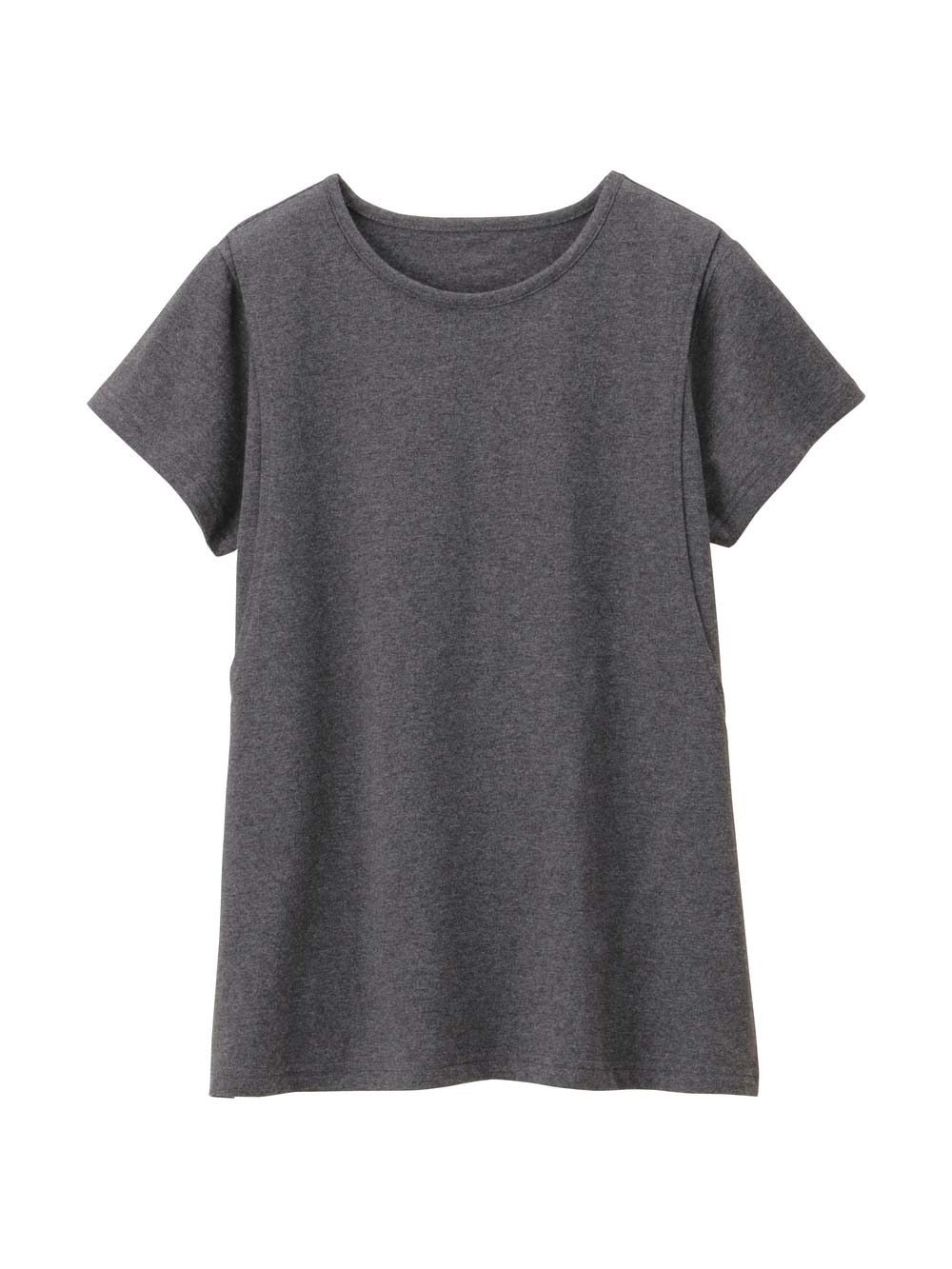 マタニティ トップス|【産後ママにやさしい防汚加工】綿100%授乳半袖TEE|チャコール
