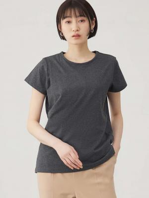 マタニティ トップス|【産後ママにやさしい防汚加工】綿100%授乳半袖TEE|チャコール