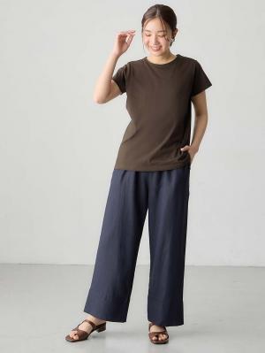 マタニティ トップス|【産後ママにやさしい防汚加工】綿100%授乳半袖TEE|ブラウン