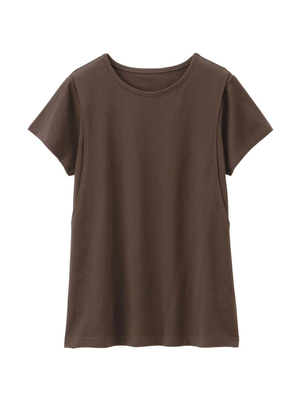 マタニティ トップス|【産後ママにやさしい防汚加工】綿100%授乳半袖TEE|ブラウン