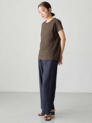 マタニティ トップス|【産後ママにやさしい防汚加工】綿100%授乳半袖TEE|ブラウン