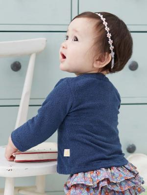 ベビー アウター|【日本製】ANGELIEBEオリジナル  シンカーパイルカーディガン|ネイビー