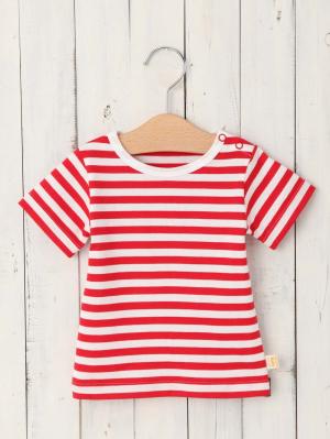 ベビートップス|【ベビー服】【日本製】ANGELIEBEオリジナル  ボーダーTシャツ|レッド×シロ