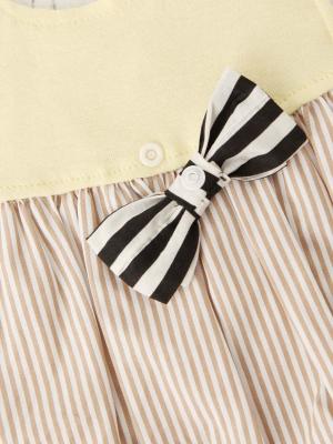 スタイ（よだれかけ）|【日本製】(atelier Nuu)GIRLSスタイ|クリームイエロー×ストライプ
