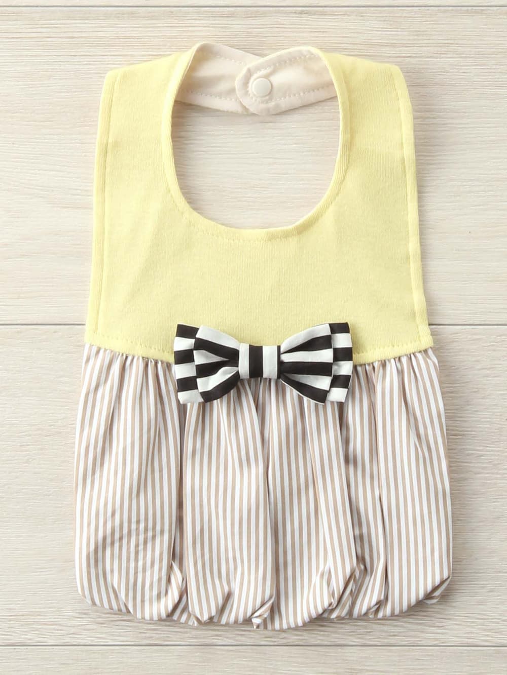 スタイ（よだれかけ）|【日本製】(atelier Nuu)GIRLSスタイ|クリームイエロー×ストライプ