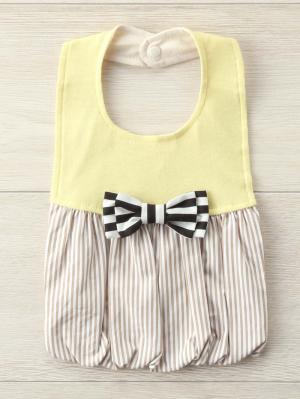 スタイ（よだれかけ）|【日本製】(atelier Nuu)GIRLSスタイ|クリームイエロー×ストライプ