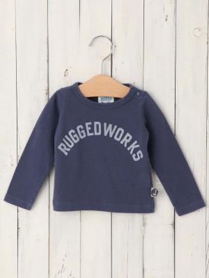 ベビートップス|【日本製】RUGGED WORKS（ラゲッドワークス）ロゴロングTシャツ|ネイビー