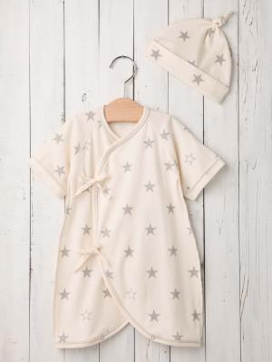 コンビ肌着・新生児/ベビー肌着|【日本製】ANGELIEBEオリジナル 無添加コットンコンビ肌着＆フードセット|グレー