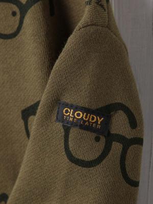 アウトレット|CLOUDY FINE LATER（クラウディファインレター）【親子コーデ可】ドロップショルダーメガネ柄トレーナー