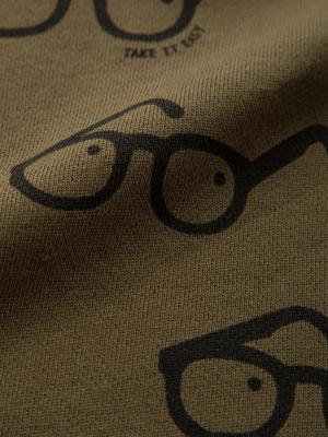 アウトレット|CLOUDY FINE LATER（クラウディファインレター）【親子コーデ可】ドロップショルダーメガネ柄トレーナー