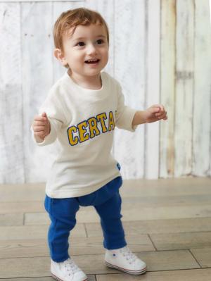 ベビートップス|【Donkey Jossy】インレイ天竺モックネックTシャツ|ホワイト