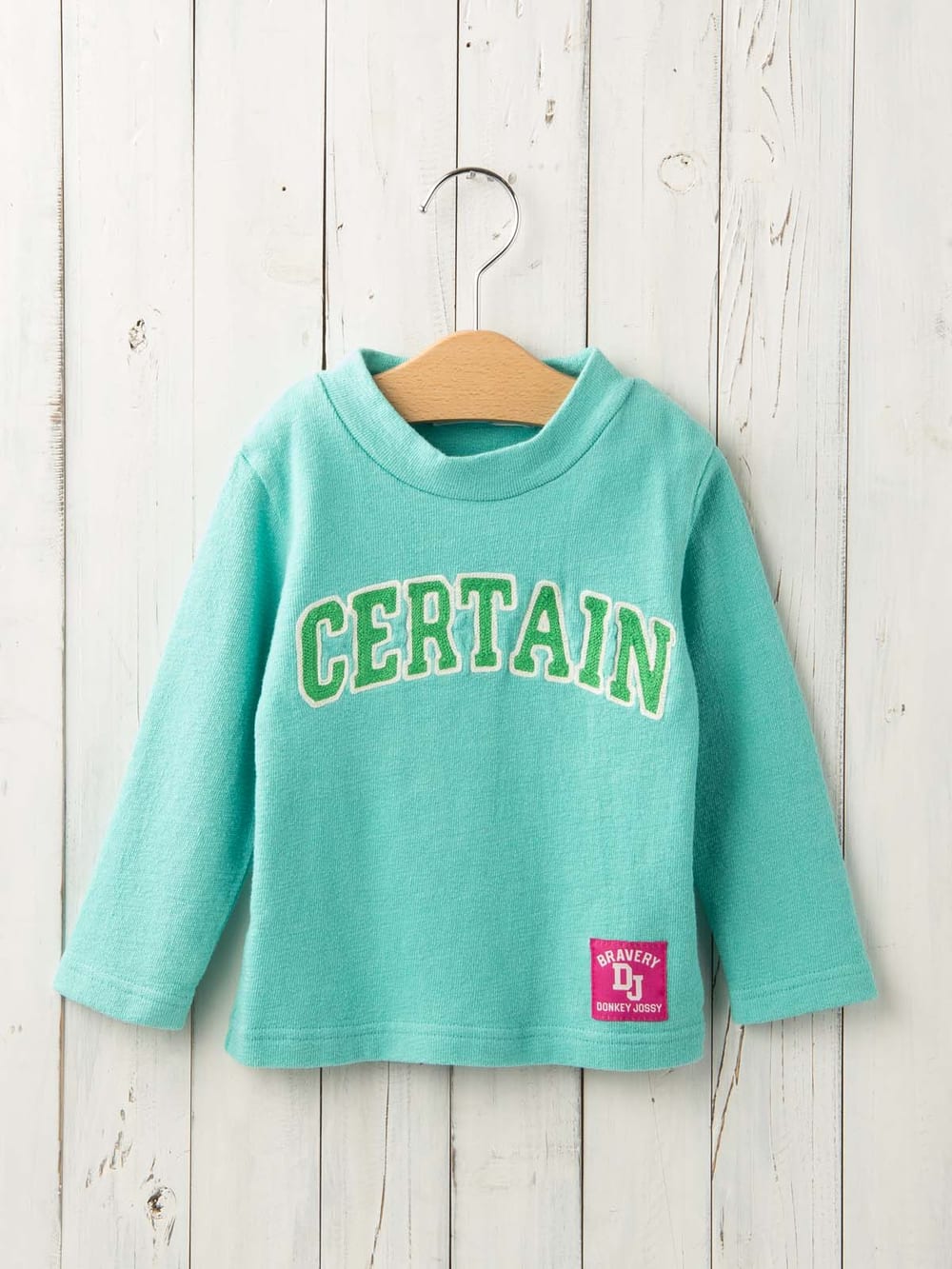 ベビートップス|【Donkey Jossy】インレイ天竺モックネックTシャツ|グリーン