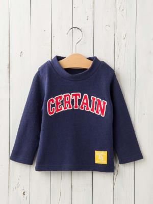 ベビートップス|【Donkey Jossy】インレイ天竺モックネックTシャツ|ネイビー