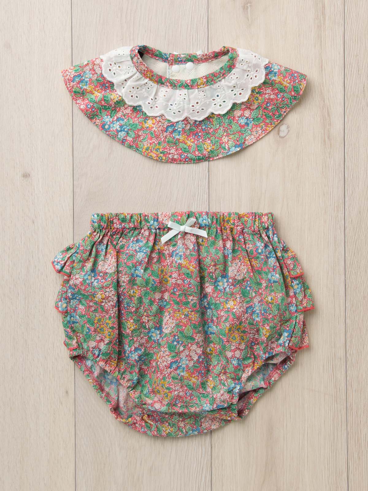 ベビー ブルマ|coto cotte(コトコト)付け衿&ブルマ2点セット|出産 祝い|ピンク花柄