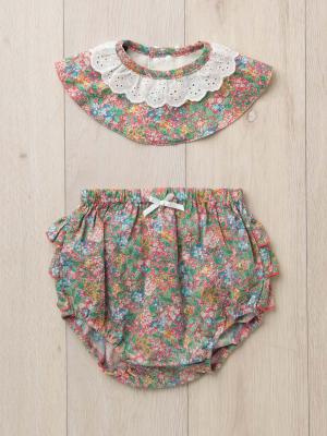 ベビー ブルマ|coto cotte(コトコト)付け衿&ブルマ2点セット|出産 祝い|ピンク花柄