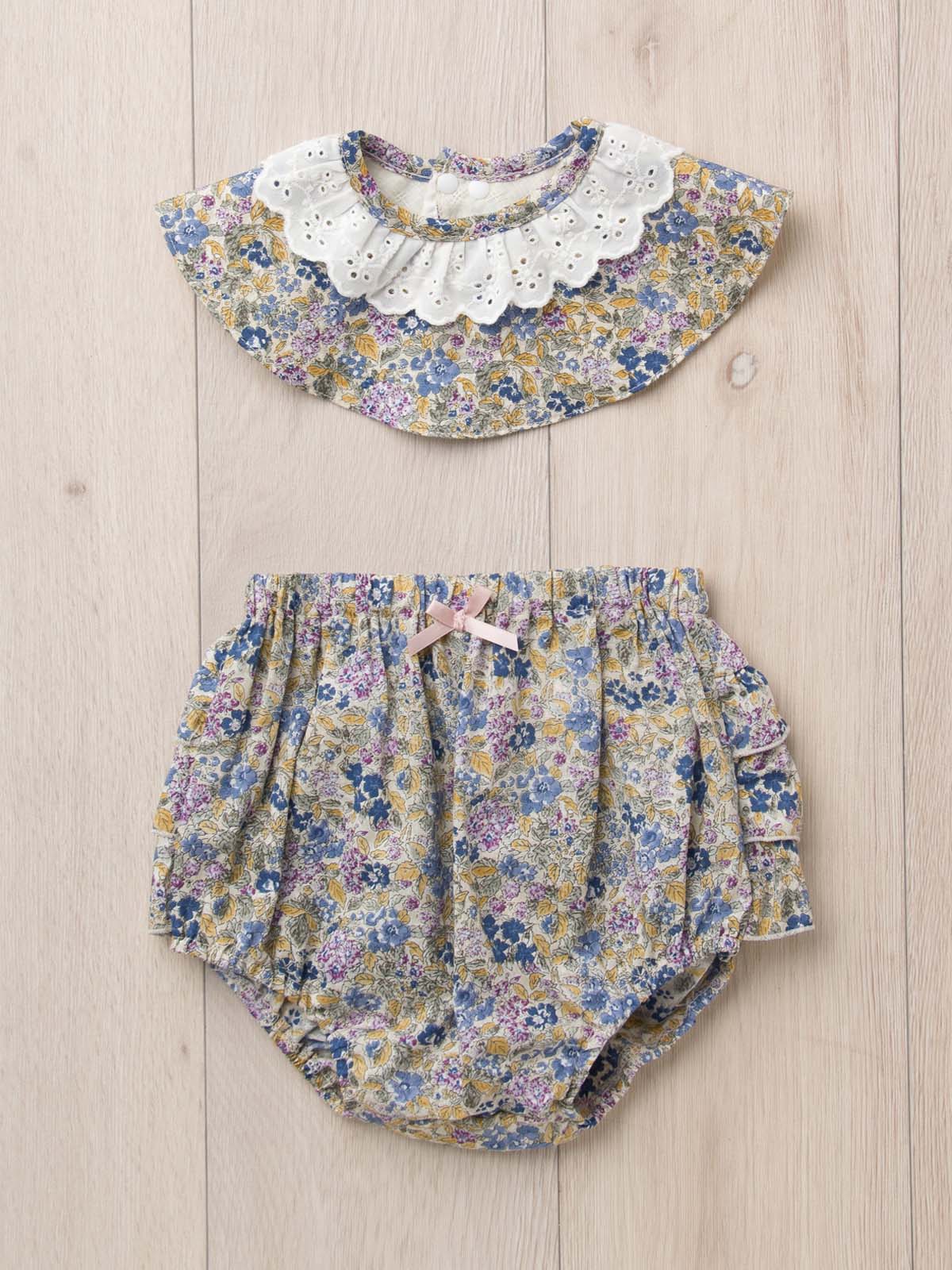 ベビー ブルマ|coto cotte(コトコト)付け衿&ブルマ2点セット|出産 祝い|オフホワイト花柄