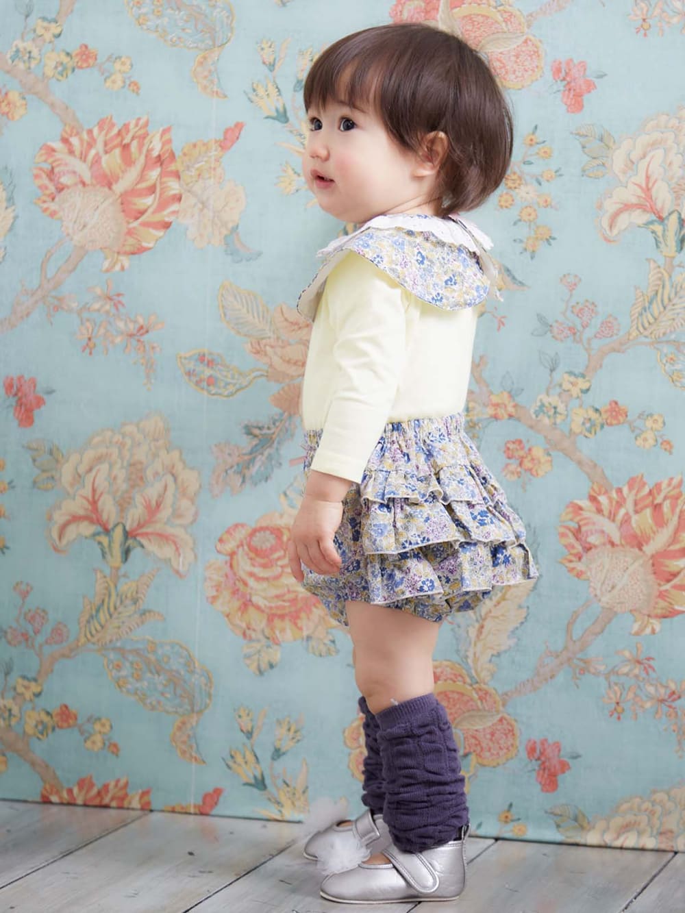 ベビー ブルマ|coto cotte(コトコト)付け衿&ブルマ2点セット|出産 祝い|オフホワイト花柄