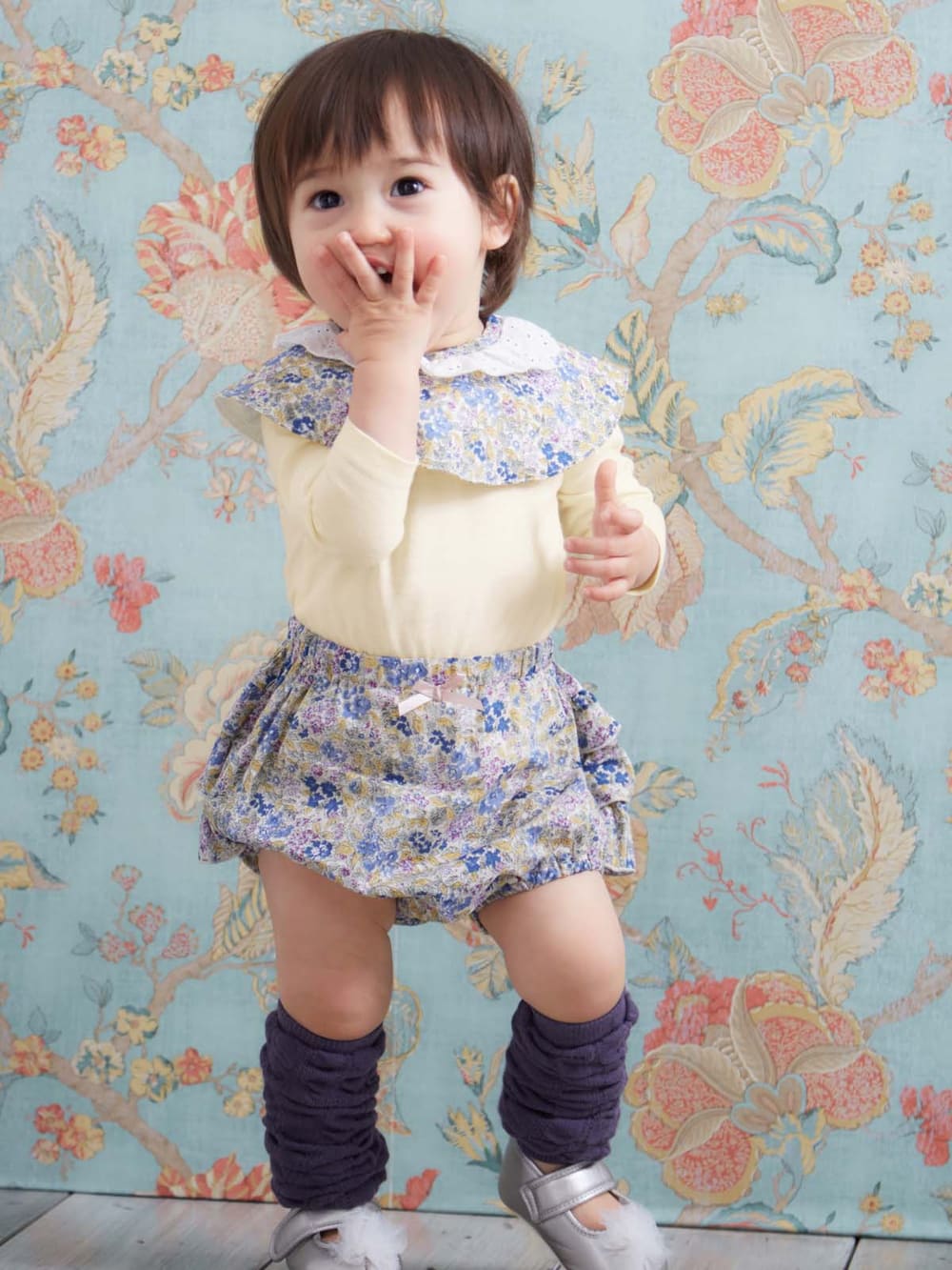 ベビー ブルマ|coto cotte(コトコト)付け衿&ブルマ2点セット|出産 祝い|オフホワイト花柄