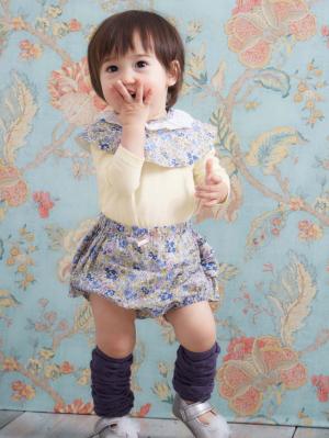 ベビー ブルマ|coto cotte(コトコト)付け衿&ブルマ2点セット|出産 祝い|オフホワイト花柄