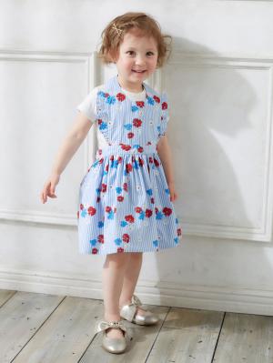 ベビー小物|【ベビー服】【kiltti】フラワープリントストライプエプロン|サックス